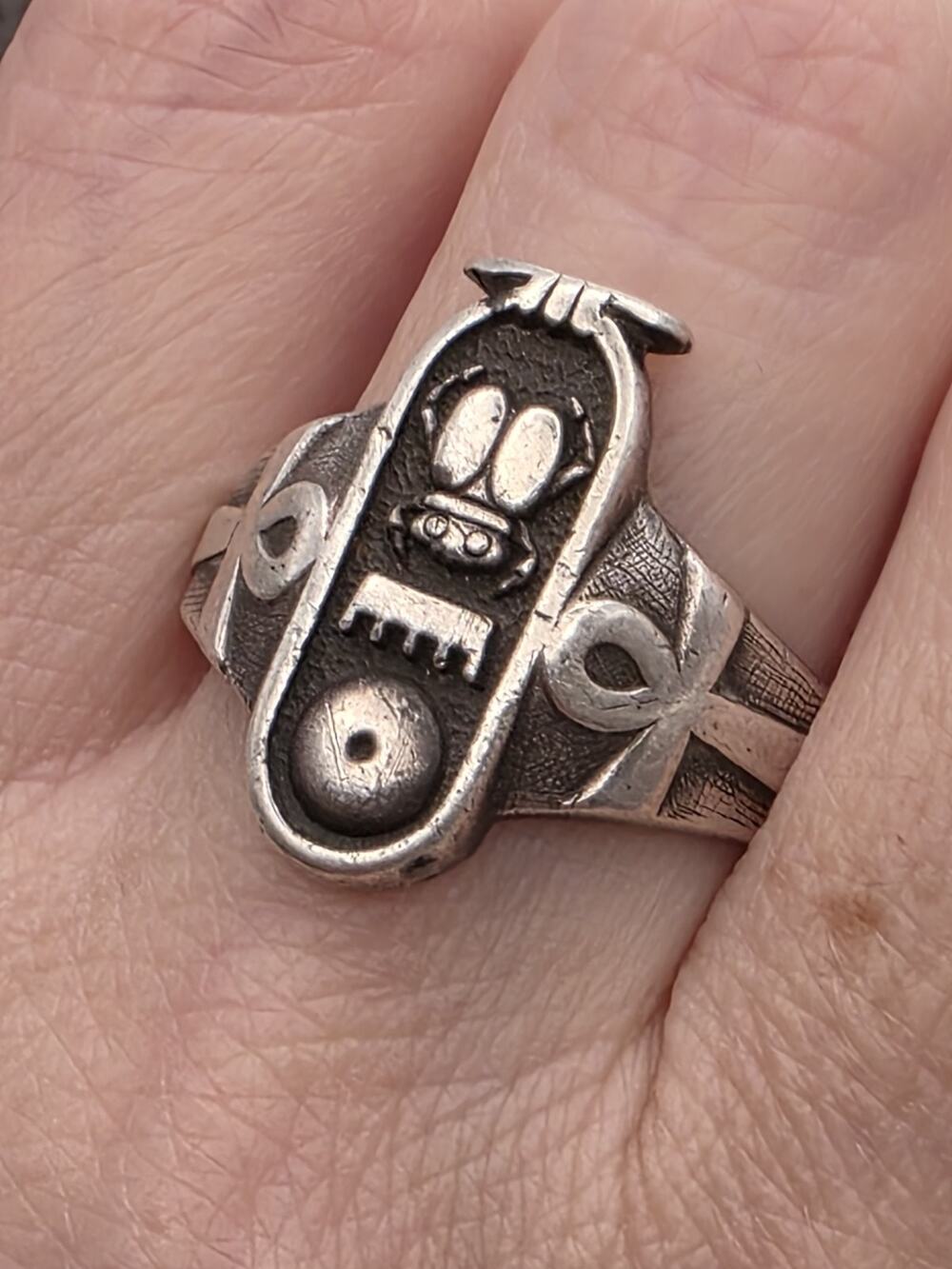Sterling Silver 925 Egyptian Ring With Beetle Size 12